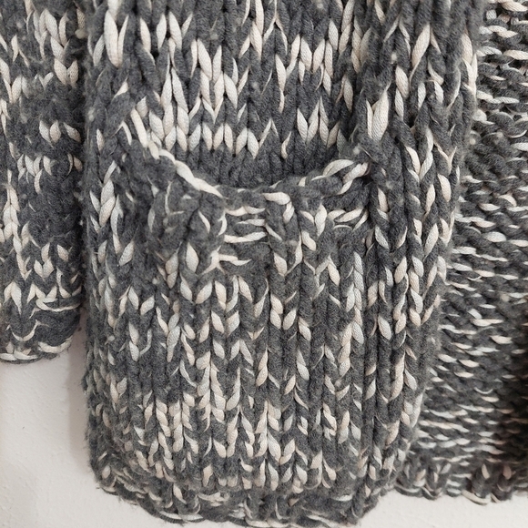 Go Silk Hooded Gray Silk Wool Blend Chunky Marled Gray White Button Cardigan S. - Picture 5 of 10